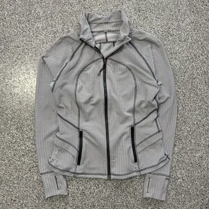 Lululemon Jacket Womens 12 Grey Herringbone Hustle In Your Bustle Peplum